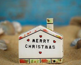 メリークリスマス、クリスマスの小さな陶器の家、イギリスの家、クリスマスプレゼント