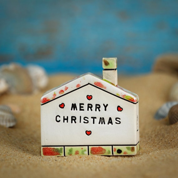 メリークリスマス、クリスマスの小さな陶器の家、イギリスの家 