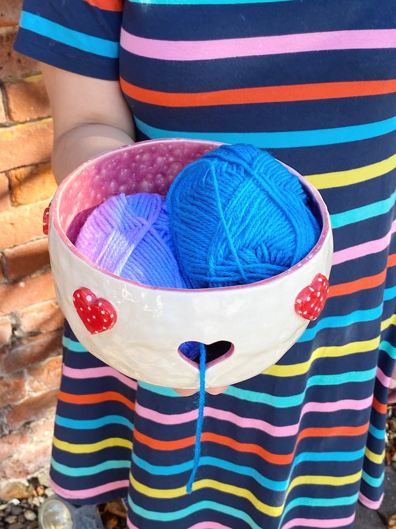 Artisan Ceramic Yarn Bowl Handmade Pottery for Knitters and Crocheters image 5