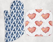 Heart Cactus Theme Pot Holder Set Kitchen Decor Kitchen Oven Mitt and Pot Holder Set