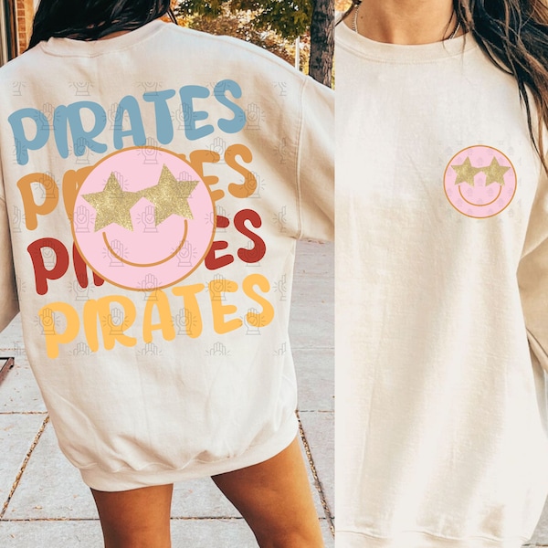 Preppy Mascot, Pirates Mascot, Pirate Pride, Mascot Vibes, School T-shirt, Sublimation Design, PNG Design, Pirate Nation