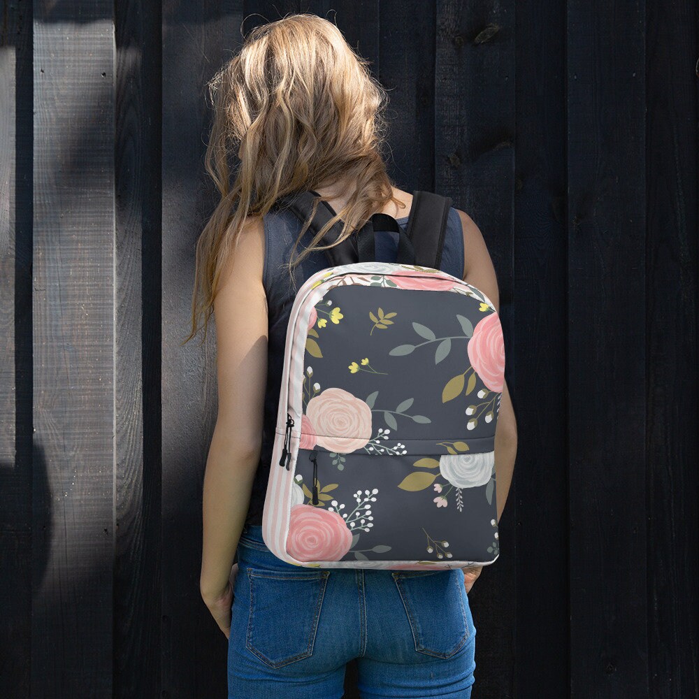 navy floral backpack