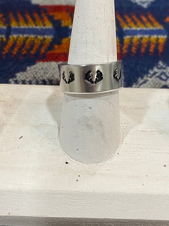 Deer Antler Hand Stamped Ring, Antler Ring, Stag head ring, hunter gift, huntress gift, hunting jewelry, whitetail ring, whitetail jewelry