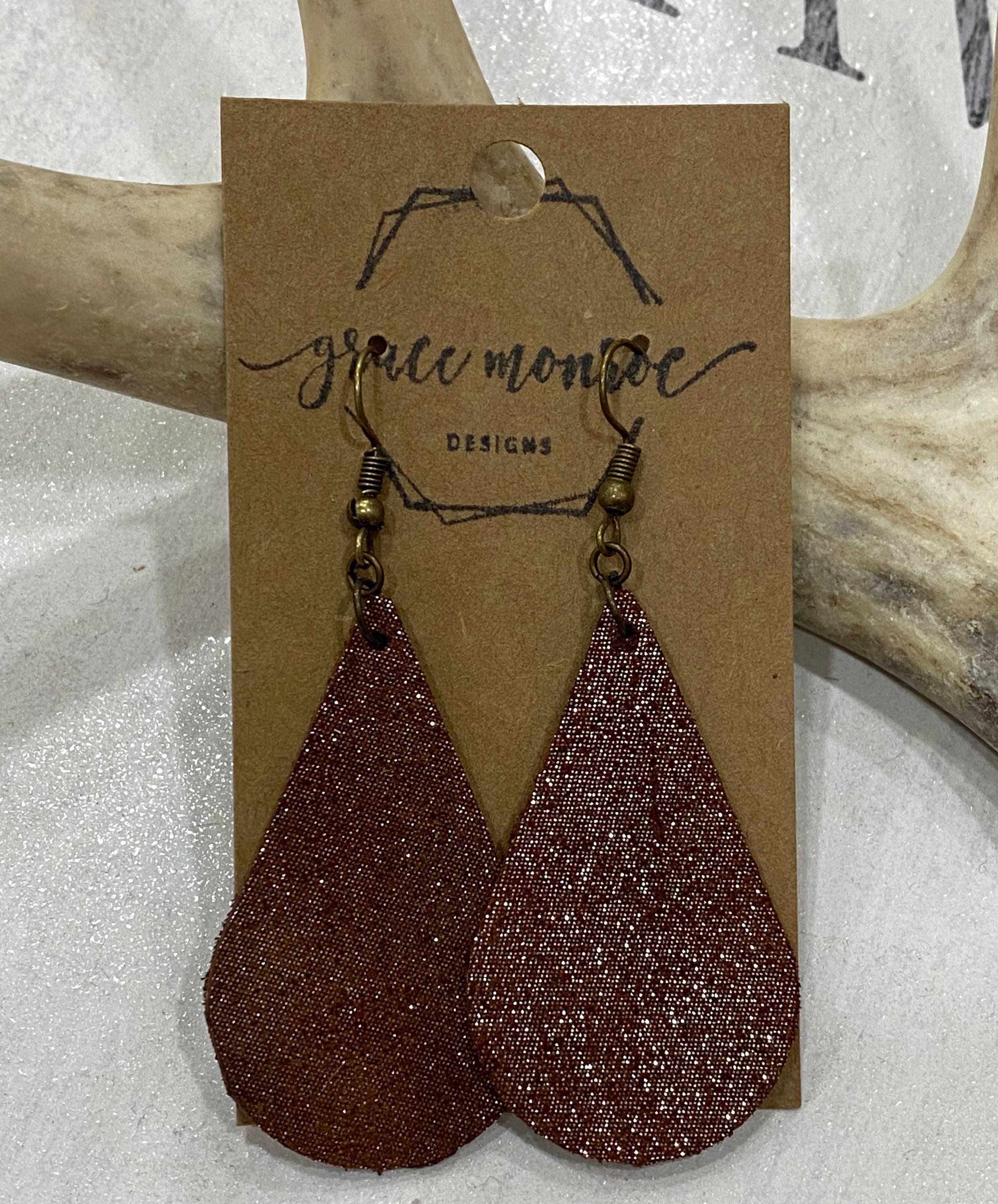 Burgundy Leather Teardrop Earrings with Floral Cutout Design | LeerHom.Com