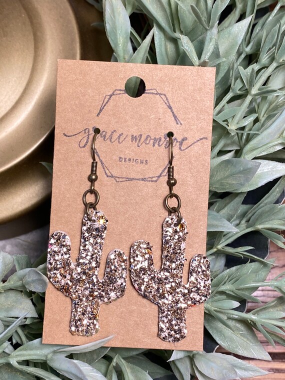 Cactus on sale leather earrings