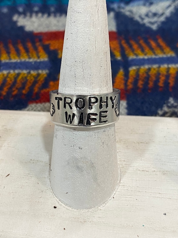 Trophy Wife, Hand Stamped Ring, Hunters gift, Deer Hunter, Antler Ring, Huntress Ring, Whitetail Ring, Hunting Jewelry, Stag head ring, deer