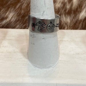 Halloween Ring, Handstamped Ring, Witch Ring, Ghost Ring, Pumpkin Ring, Spider Ring, Bat Ring, Halloween Jewelry, Halloween Gothic Gift