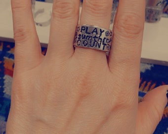 Play Something Country Hand Stamped Ring, cowgirl jewelry, Country Music Ring Gift, Cowgirl Ring, Western Inspired Jewelry, Western Ring