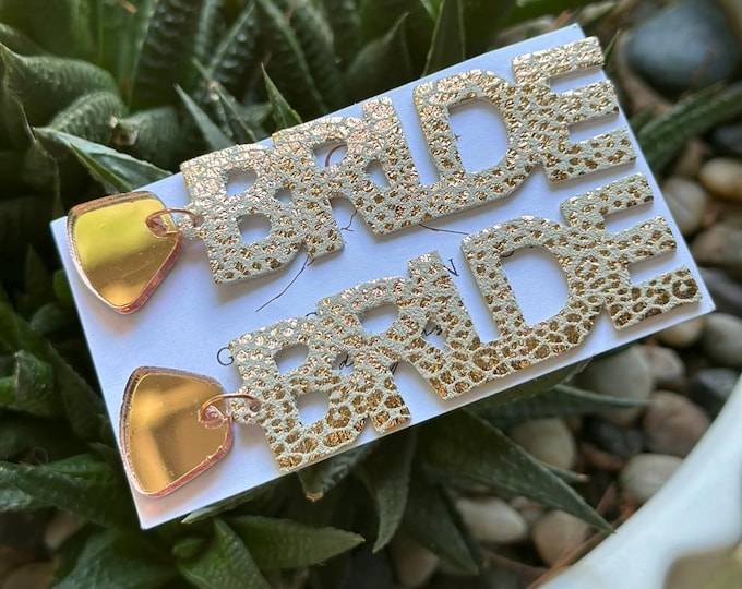 Bride Leather Earrings/Bridal Shower Earrings/Bride Gift/Chic Bachelorette Party Earrings/Bride Statement Earrings/Wedding Shower Earrings