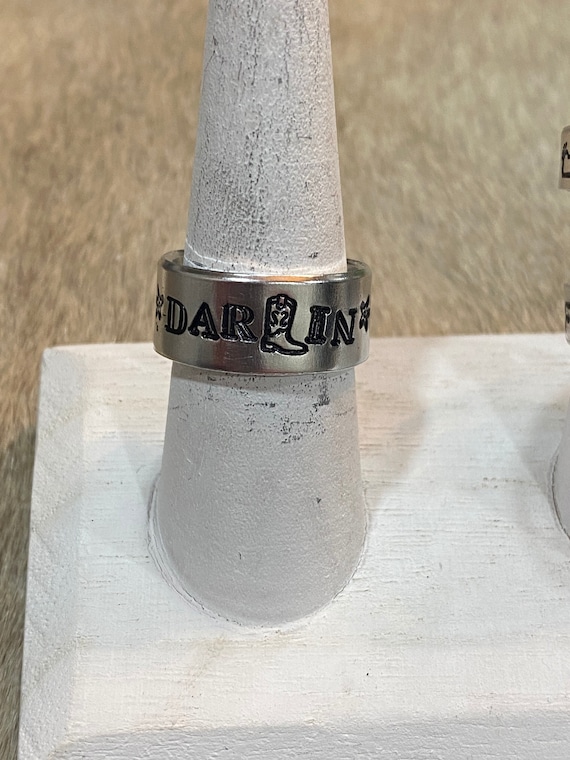 Darlin Cowboy Boot Ring, Western Inspired jewelry, Cowgirl Jewelry, Rodeo Jewelry, Handstamped ring, Darlin Ring, Cowboy boot ring, cowgirl