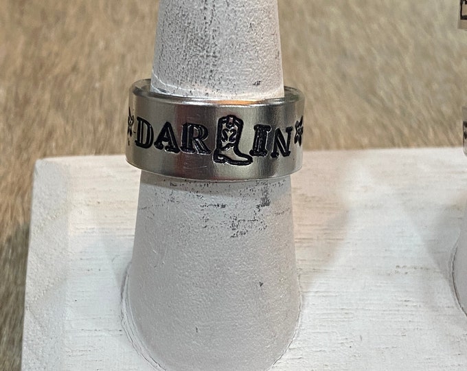 Darlin Cowboy Boot Ring, Western Inspired jewelry, Cowgirl Jewelry, Rodeo Jewelry, Handstamped ring, Darlin Ring, Cowboy boot ring, cowgirl