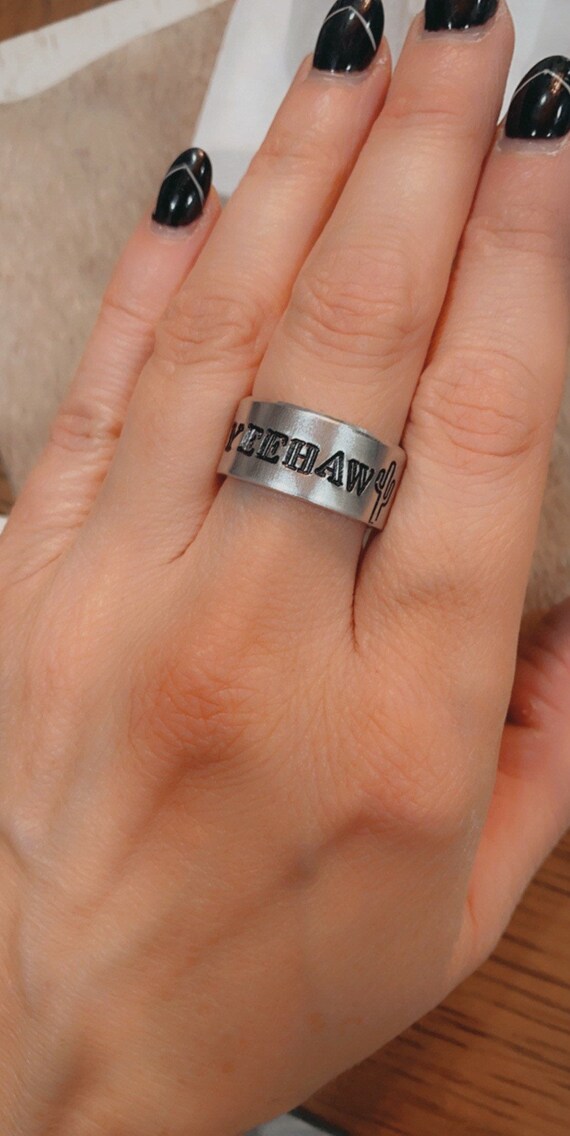 Handstamped Yeehaw Western Statement Ring/Western Jewelry/Rodeo Ring/Handstamped Ring/Cowgirl Ring/Trending Ring/Western Boho Fashion