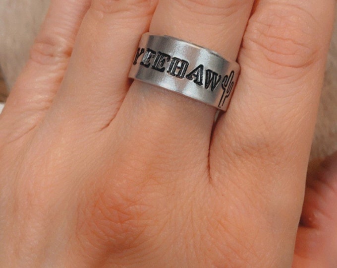 Handstamped Yeehaw Western Statement Ring/Western Jewelry/Rodeo Ring/Handstamped Ring/Cowgirl Ring/Trending Ring/Western Boho Fashion
