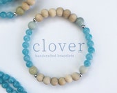 Diffuser Bracelet Natural Eco Beech Wood Aquamarine Jade Amazonite Essential Oil Aromatherapy Gemstone Bracelet