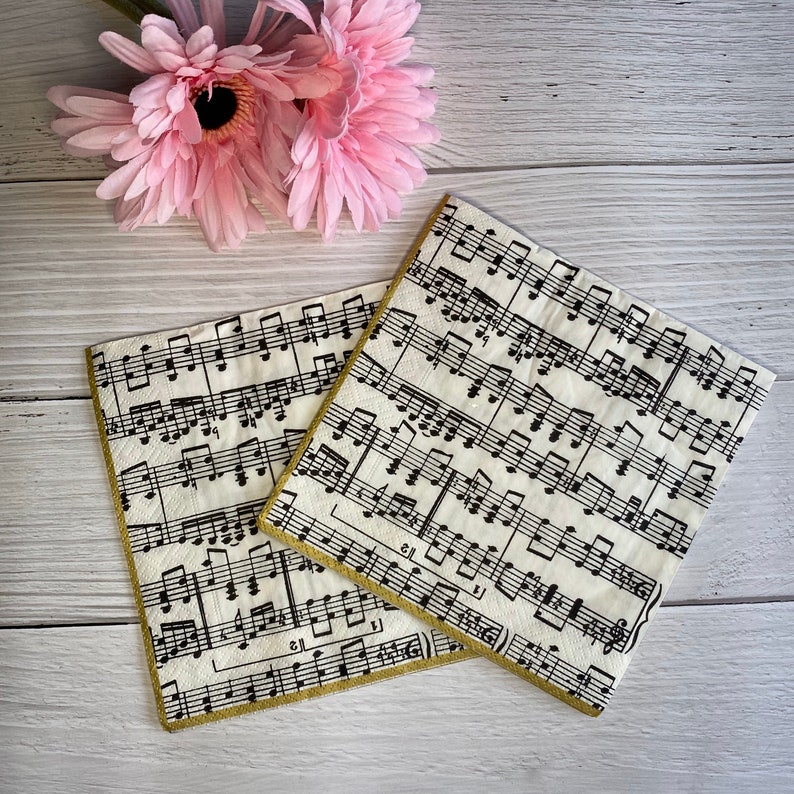 Music notes napkin decoupage page toppers Etsy