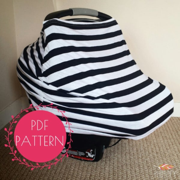 Nursing Cover and Car Seat Cover Sewing Pattern, DIY Stretchy Baby Car Seat Cover Tutorial - Digital download