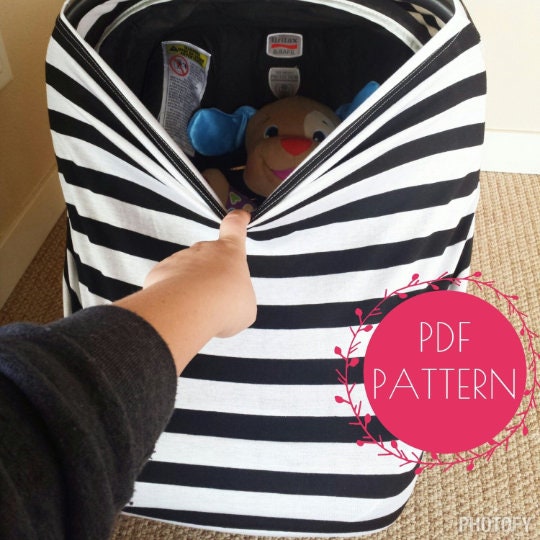 Nursing Cover and Car Seat Cover Sewing Pattern, DIY Stretchy Baby Car