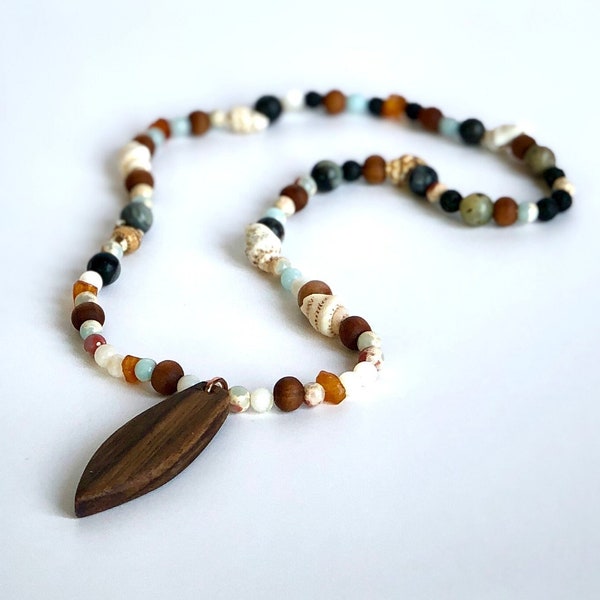 Bijoux en bois de noyer faits à la main | Collier en résine époxy | forme d'onde de patin | eco Gift snowboard surf pendentifs schmuck paillettes | Style hawaïen