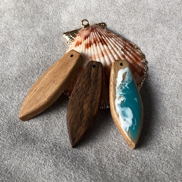 Wood Jewelery for Woman | epoxy Resin Necklace | skate shape | eco Gift for snowboard surf pendants schmuck glitter | Hawaiian styles