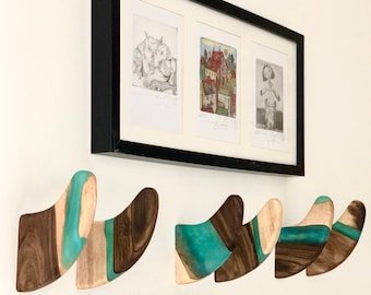 Wooden Resin Wall Surfing Hooks | Wood Coat Rack, Mudroom Wood Wall Hangers For Accessories | Backpack Minimalist Home Decor epixidharz surf