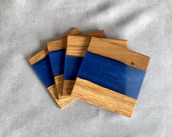 Set of 2/4/6 modern Resin Wood river Coasters | Handmade Home decor Gift for mom dad Christmas kitchen gift mug pads Epoxidharz Untersetzer