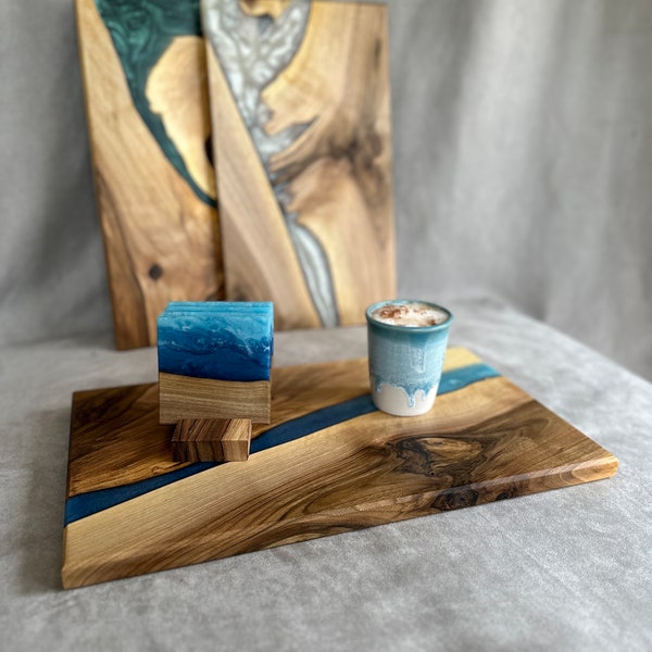 Custom made serving Tray | cutting board | Cheese Paddle | wooden epoxy | Home decor Gift | resin walnut personalized | Fütterungsbrett sush