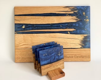 Wooden oak epoxy resin serving Tray | cutting board | Cheese Paddle | Platter |  Personalisiert | custom gift Tablet | Fütterungsbrett