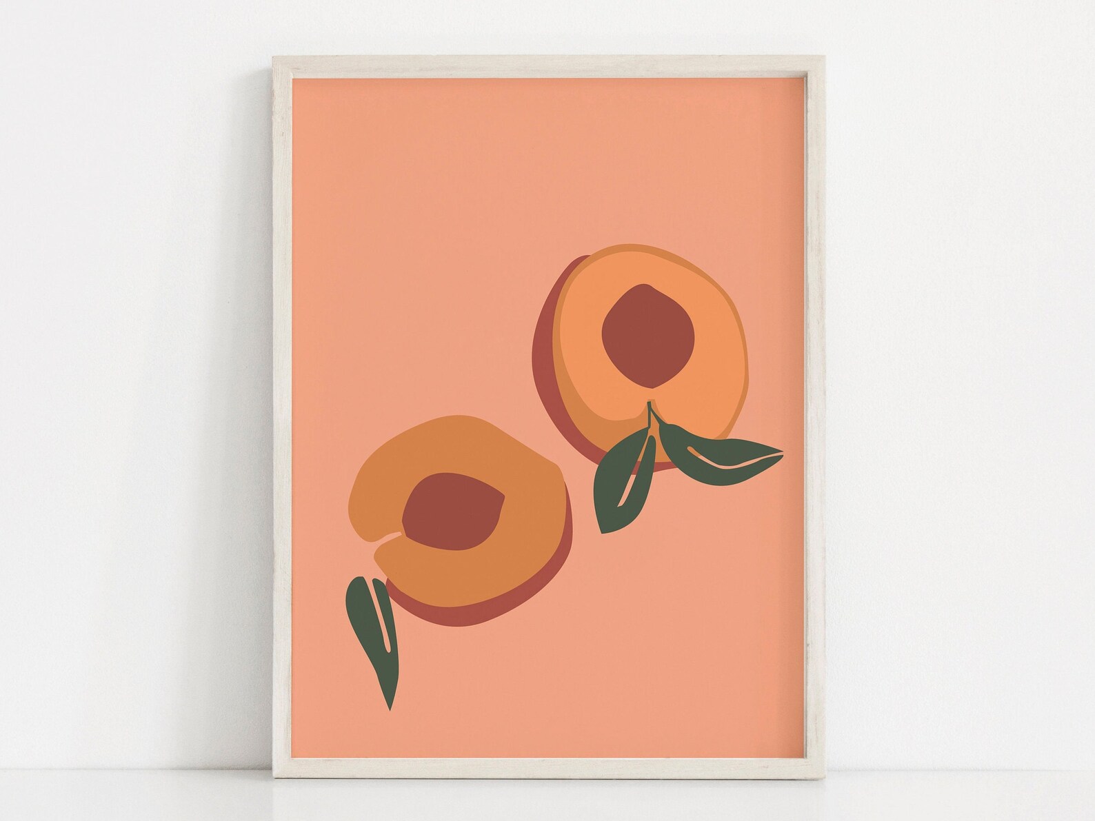 Summer Peach Print Organic Fruit Poster Peach Wall Art Orange Etsy