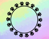 Dog Paw Circle SVG Dog Monogram SVG Paw Print Frame SVG Paw Print Svg Paw Monogram Svg Cut Files For Cricut - Silhouette