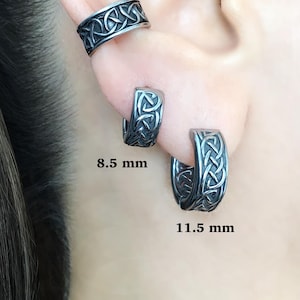 Celtic braid hoop earrings, 8mm and 11 mm hoops, Viking earrings ,Stainless steel jewelry