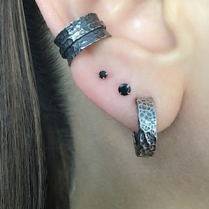 No piercing hoop, no piercing earring, Single hoop, Hammered hoop, Clip on hoop, clip on earring, mens hoop, mens earring, hoop earring