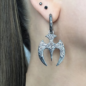 Celtic hoop earrings, Celtic helmet hoop earrings,Viking earrings, hoop earrings, Celtic jewelry, mens hoops, black hoop, Norse earrings