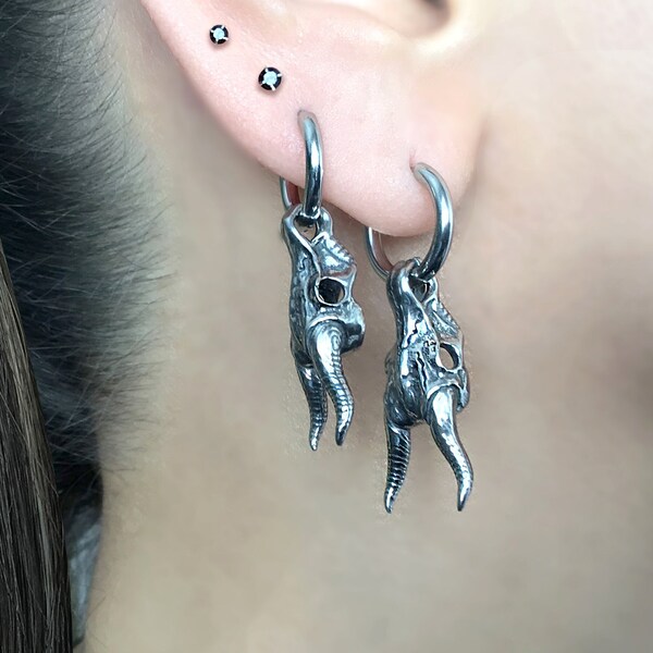 Blesbok skull earrings Blesbok skull hoops,Animal skull earrings , hoops, mens hoop, mens earrings, hoop earrings, Blesbok skull