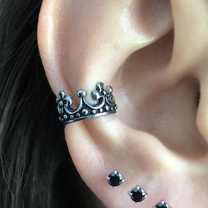 Crown Ear cuff, gothic ear cuff, stainless steel cuff, gothic jewelry, gothic earrings,  ear cuff, cuff earring, mens ear cuff, crown