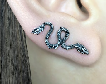 Dragon Ear Crawler Earrings, Ear climber ,Unisex Stainless steel jewelry
