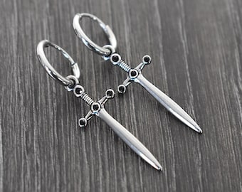 Sword Hoop Earrings, GothicDagger Jewelry,Stainless Steel jewelry