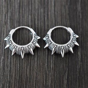 Spike hoop earrings, hoop earrings, tribal  hoops, gothic earrings, mens hoops punk earrings, earring, stainless steel hoops tribal Earrings