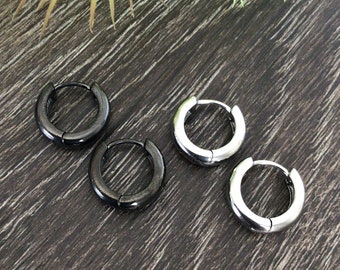 Hoop earrings, Black hoop earrings, mens hoops, simple hoops, black earrings, huge hoops, 316L stainless steel