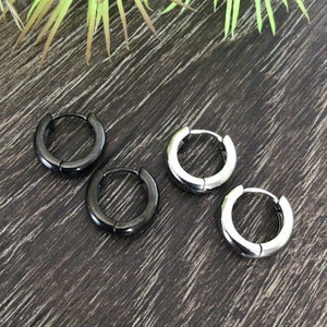 Hoop earrings, Black hoop earrings, mens hoops, simple hoops, black earrings, huge hoops, 316L stainless steel