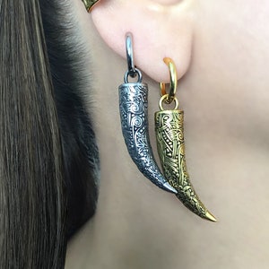 Orecchini a cerchio celtici, orecchini a corno celtici tribali, grandi cerchi, orecchini a cerchio, cerchi d'oro, gioielli tribali, gioielli celtici, orecchini vichinghi