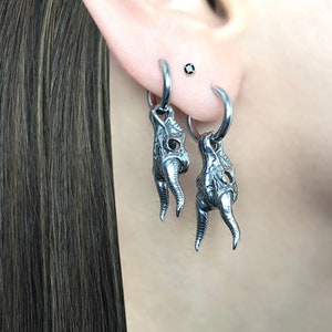 Blesbok skull earrings ,Blesbok skull hoops,Animal skull earrings , hoops, mens hoop, hoop earrings, Blesbok skull, boho earrings
