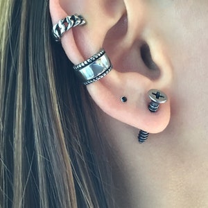Screw earrings, Front and back earrings, stainless steel earrings, gothic jewelry, ear jacket, screw earrings, 18g earrings, cartilage studs