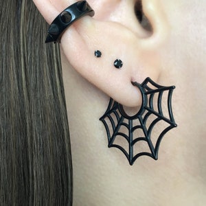 Spider web earrings, hoop earrings, spider web hoop earrings, gothic jewelry, web earrings, spider web, spider web jewelry