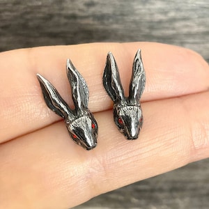Rabbit earrings, rabbit studs, rabbit jewelry, stainless steel earrings, gothic jewelry, gothic earrings, rabbit earrings, bunny earrings
