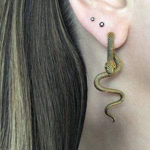 Snake earrings, Front back earrings, snake earrings, stainless steel earrings, gothic jewelry, ear jacket, snake front back earrings