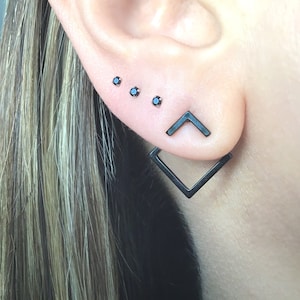 Front and back earrings, stainless steel earrings, gothic jewelry, ear jacket, geometric earrings, chevron earrings, square ear jacket