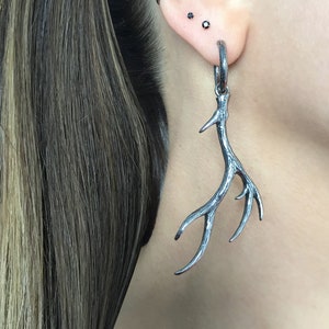 Deer antlers earrings, Antlers hoop earrings, deer antlers hoops stainless steel earrings, gothic earrings,deer earrings, deer antlers hoops