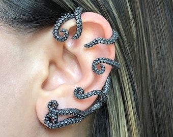 SINGLE Octopus tentacles earring,Octopus earring, Gothic earring, gothic jewelry,Octopus ear cuff, Octopus tentacle earring, gothic ear cuff