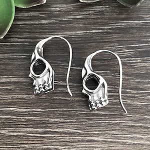 Skull  hoop earrings, Skull earrings, gothic jewelry,  skull hoops, punk jewelry, gothic earrings