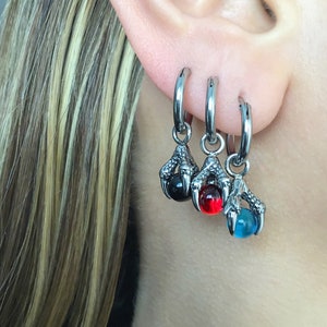 Dragon claw hoop earring, Dragon claw  earrings, hoop earrings, gothic jewelry, mens hoops, dragon  hoops earrings, stainless steel hoop